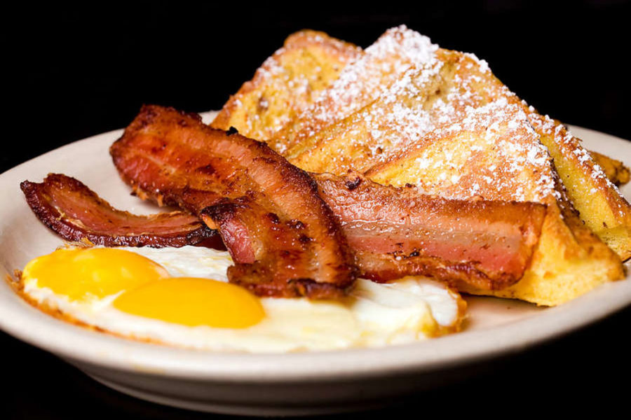 Bacon, French toast, and eggs from Sam's No3 Downtown