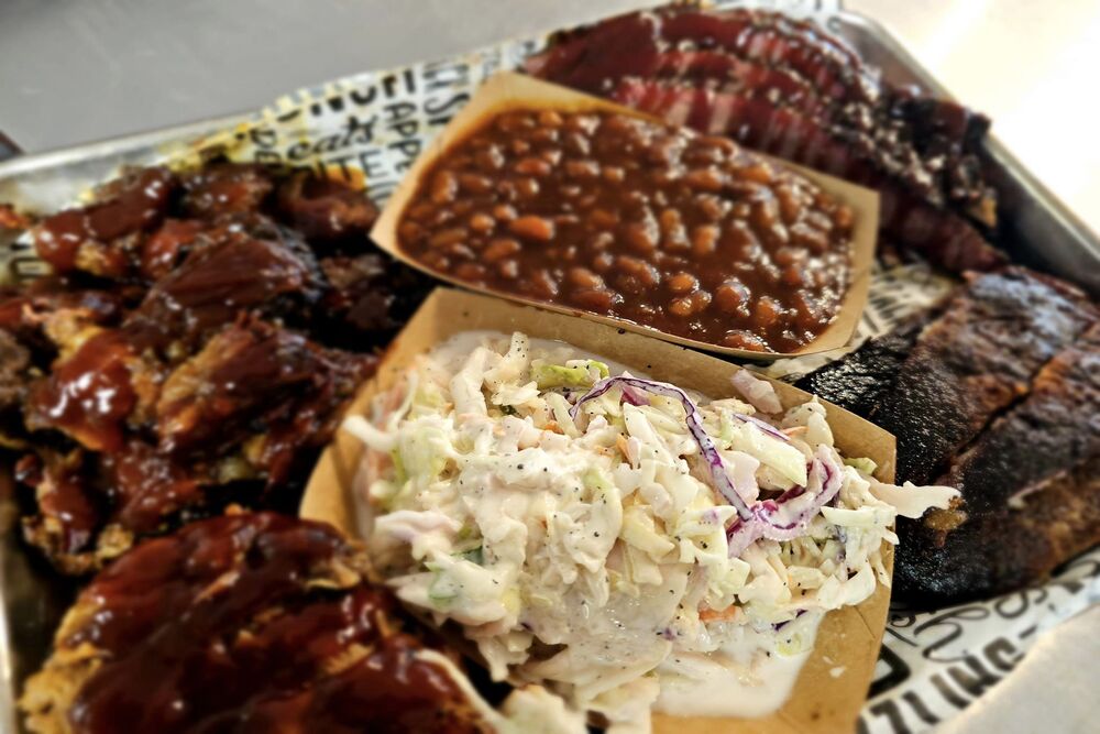Brisket, BBQ, Ribs, Cole Slaw, Baked Beans from Back Deck BBQ, Louisville, KY