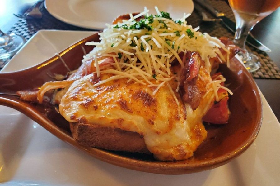 A hot brown sandwich with grated cheese from The Brown Hotel