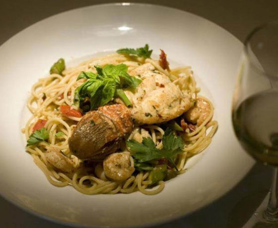 Shrimp, tilapia, and lobster pasta from Vincenzos