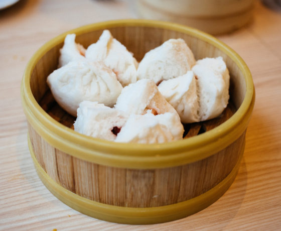 Dim Sum in a wooden container from D Cuisine