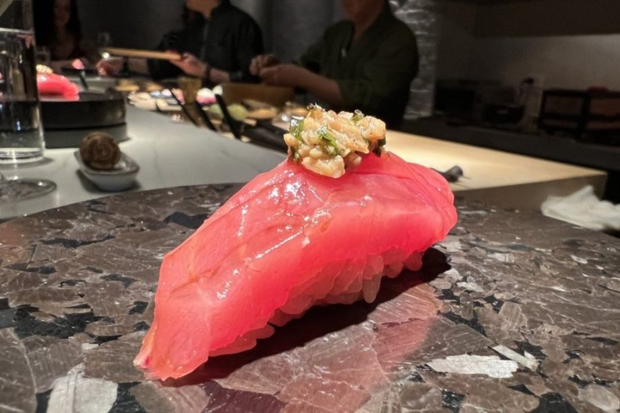 A course from The Omakase Room at Sushi-San in Chicago