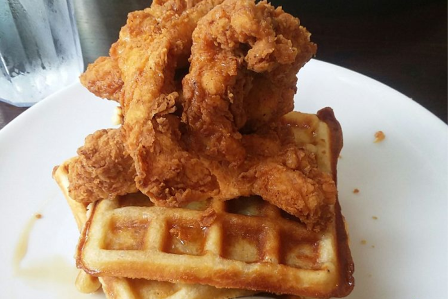 Chicken and waffles from 60 Bull Cafe in Charleston, SC