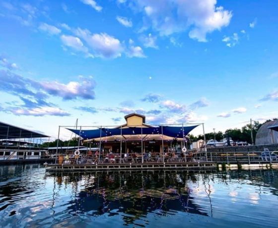 Outdoor seating at Blue Moon Waterfront Grille in Nashville, TN