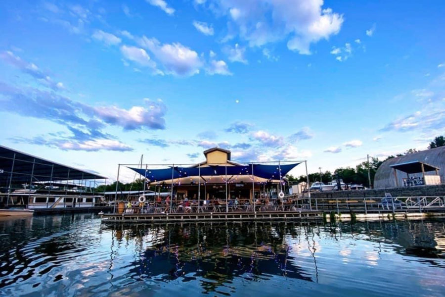 Outdoor seating at Blue Moon Waterfront Grille in Nashville, TN