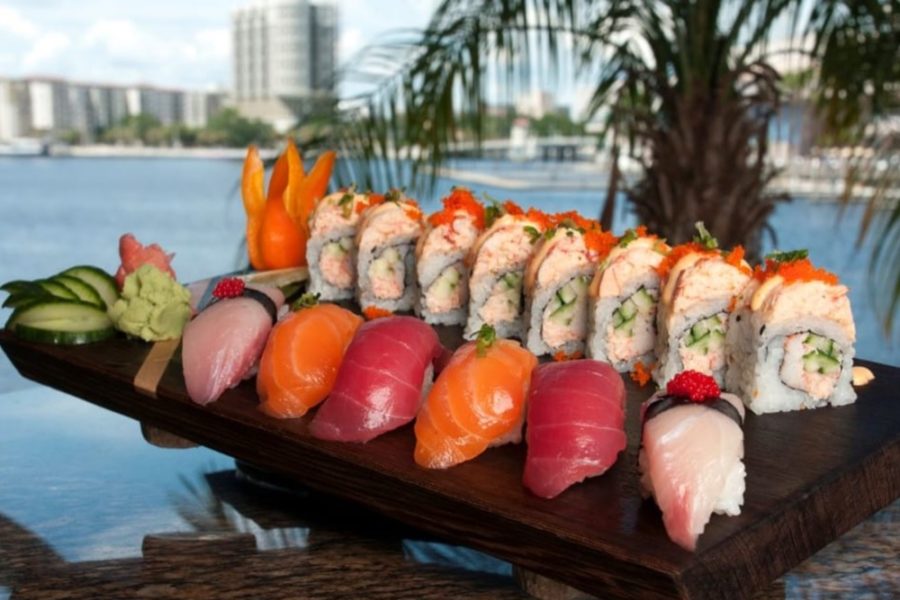 Sushi and view from Jackson's Bistro in Tampa