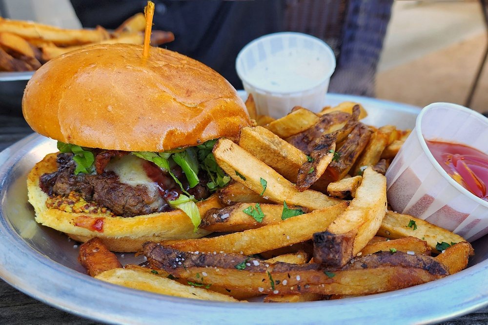 Burger and fries from Rodeo Goat in Dallas, TX