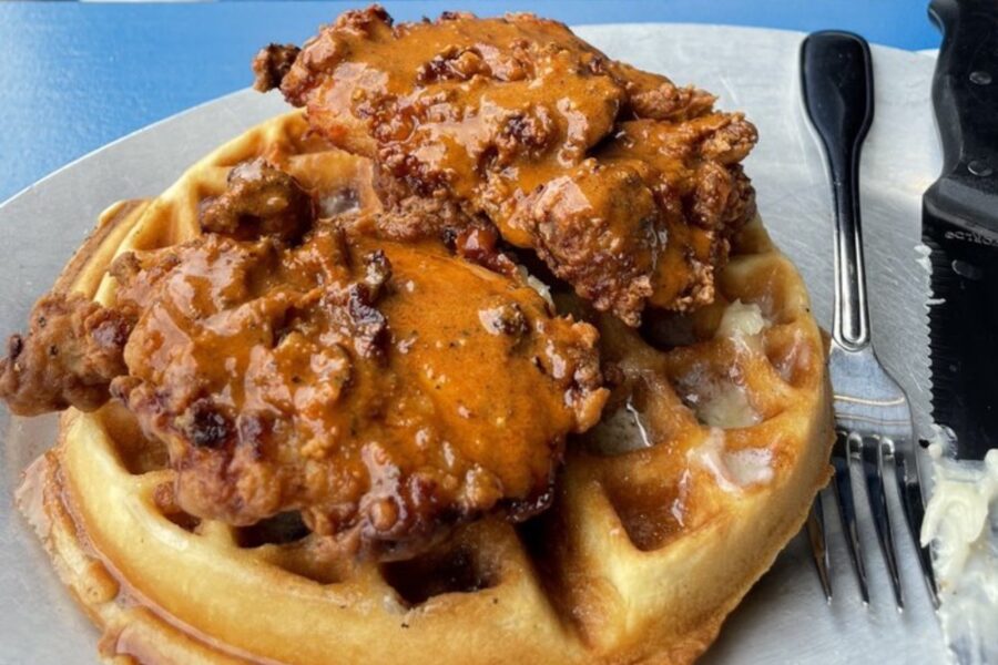 chicken and waffles from The Westy Sports & Spirits in Seattle
