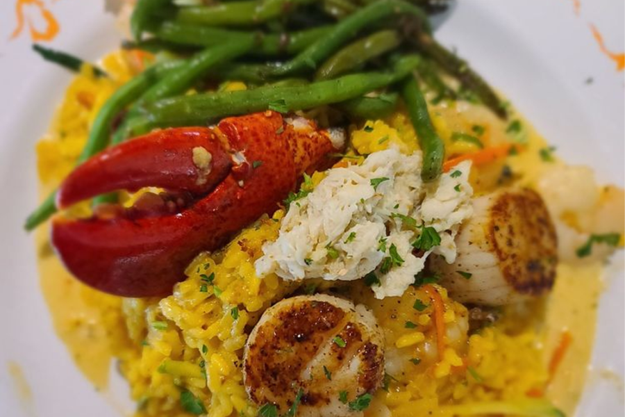 Seafood rissoto with yellow rice