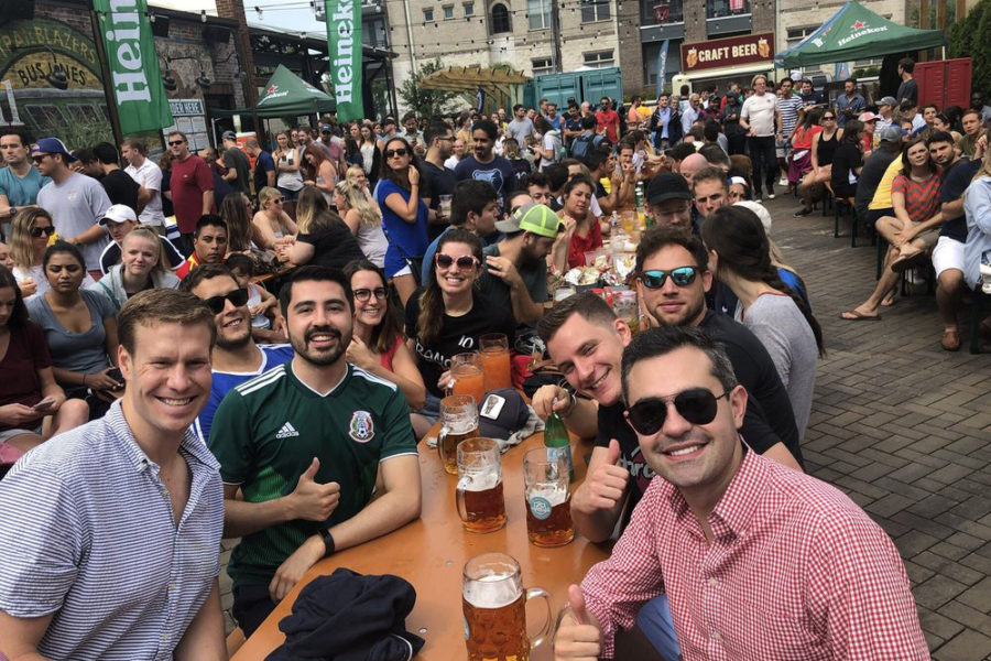 Watching the World Cup outdoors at Von Elrod’s Beer Hall & Kitchen