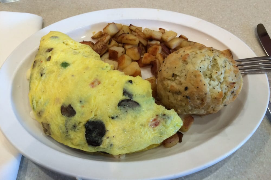 Omelette with potatoes an biscuit from Wild Eggs, Louisville, KY