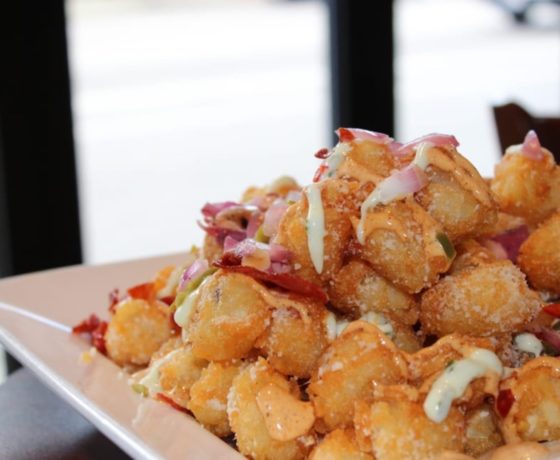 Loaded tater tots from Clery's in Boston
