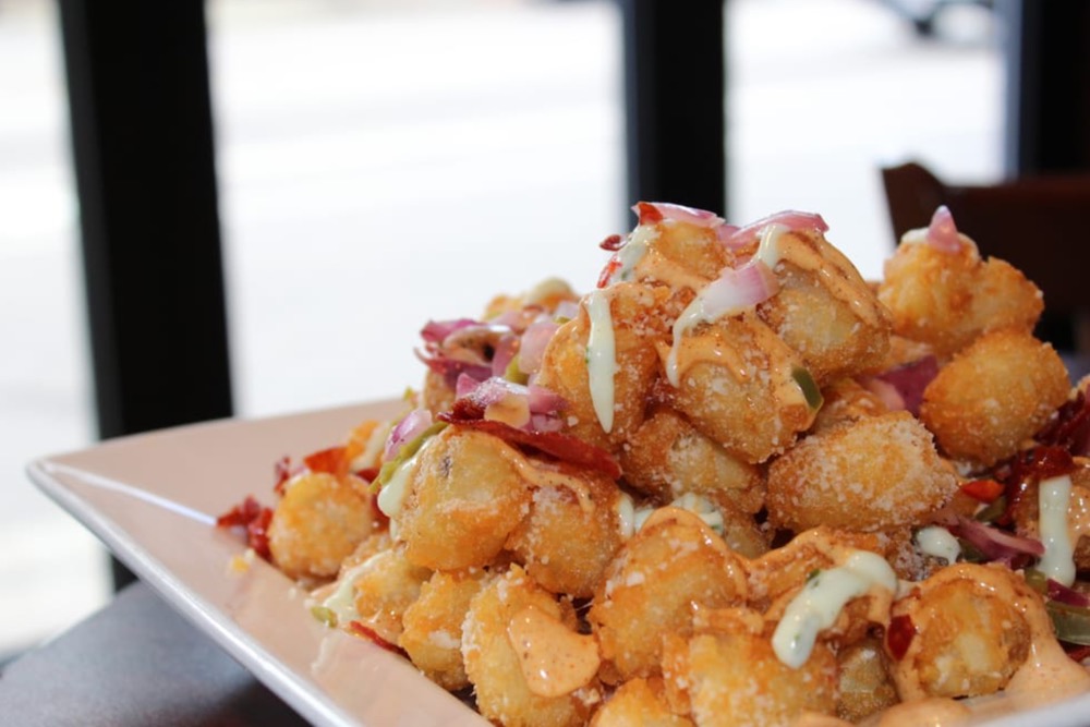 Loaded tater tots from Clery's in Boston