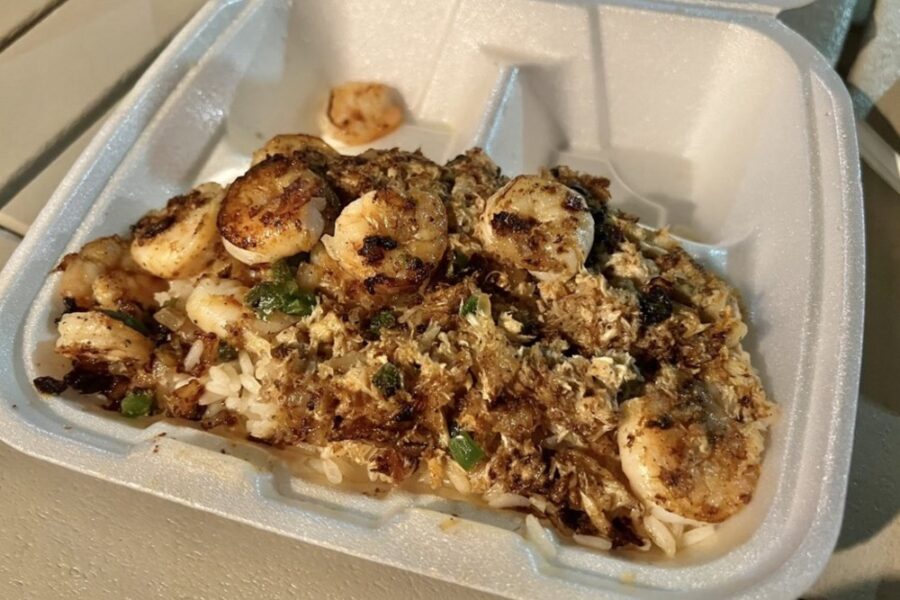 crab and shrimp rice from Hannibal's Kitchen in Charleston