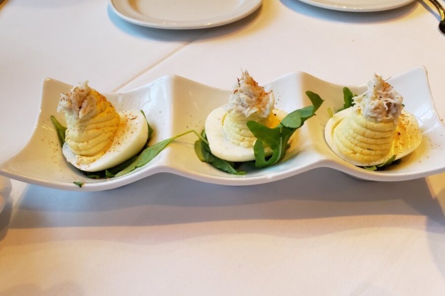 deviled eggs from Magnolias in Charleston