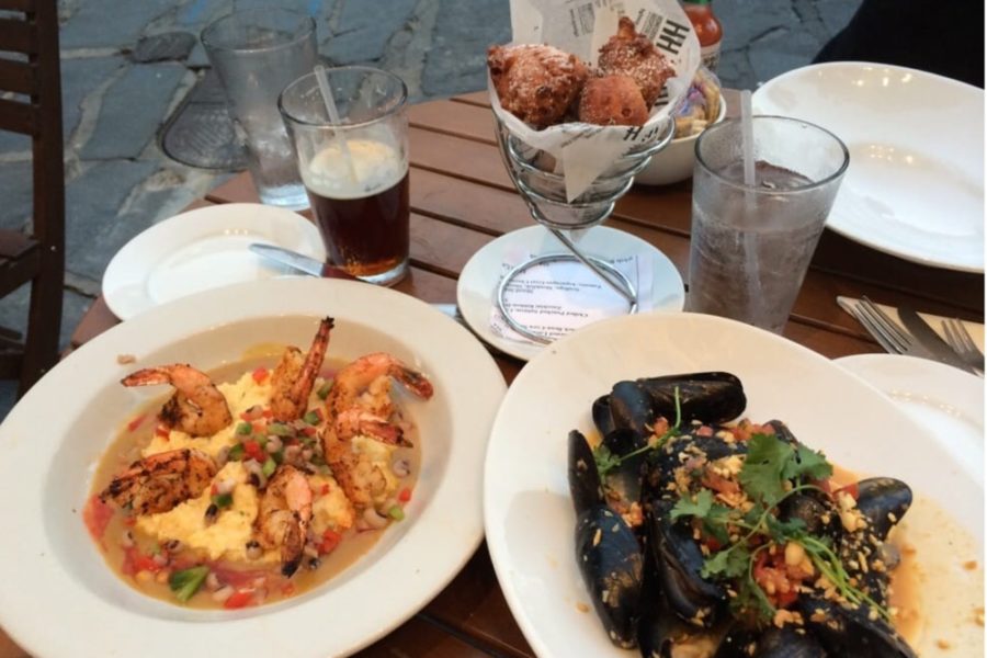 shrimp and grits+thai mussels from PearlZ in Charleston