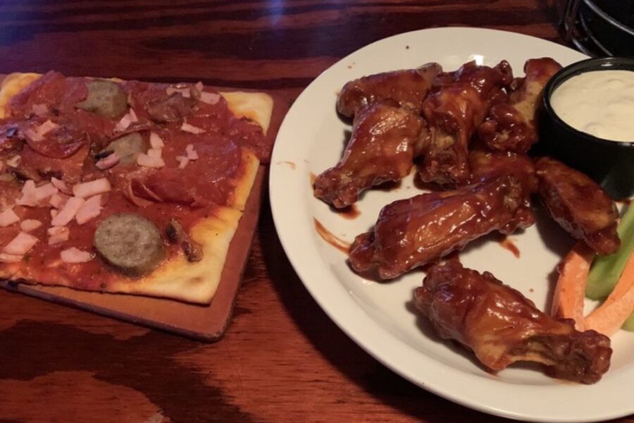 wings and pizza from Tavern on the Tracks in Charlotte
