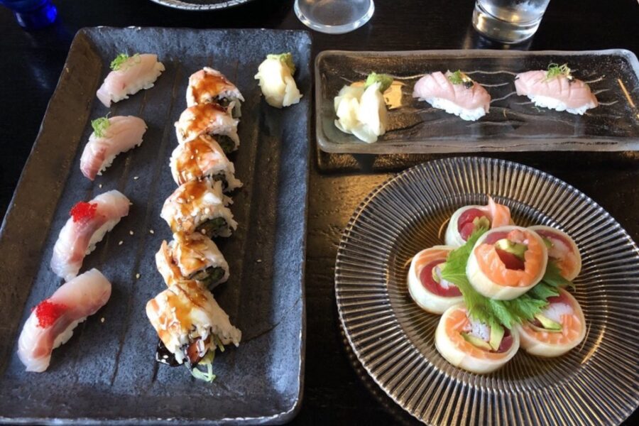 sushi spread from Fuji at Ink Block in Boston