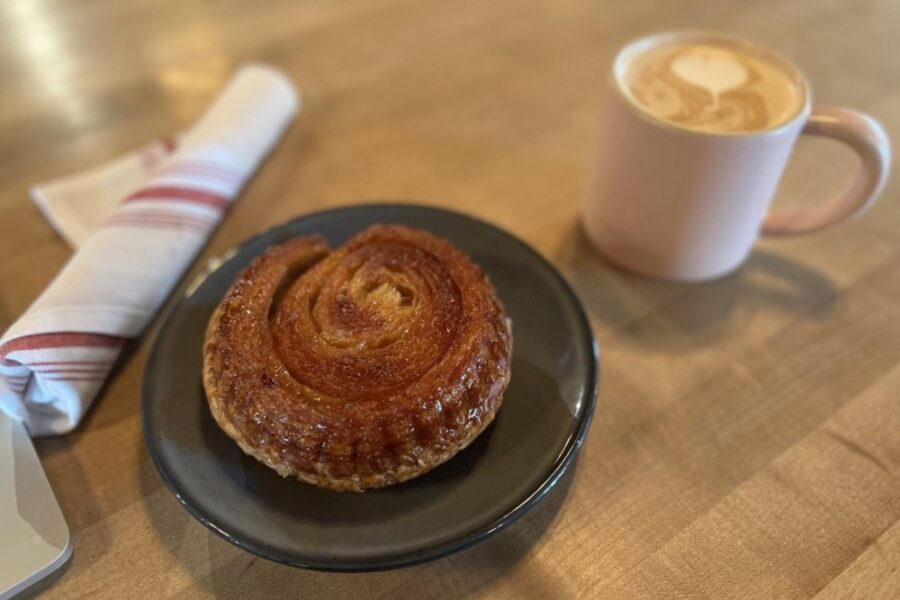 sugar croissant and coffee from Mercantile & Mash in Charleston