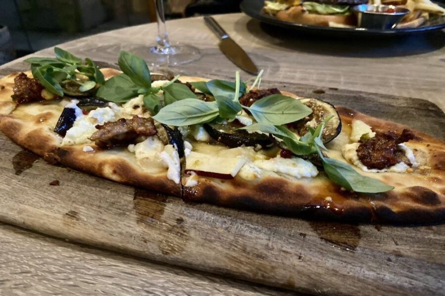 Goat Cheese, Fig and Honey Flatbread at the lot in San Diego