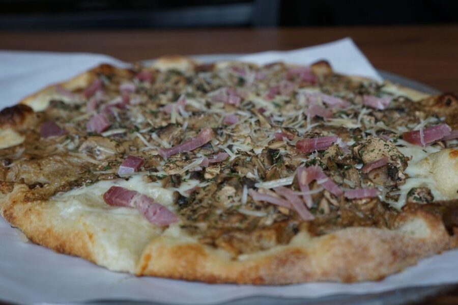 mushroom madness pizza from pizza whirl in Cleveland Ohio