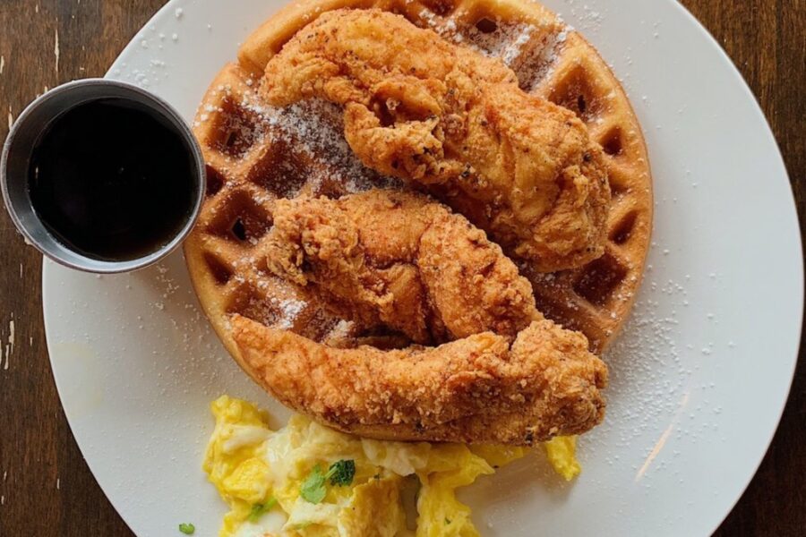 chicken and waffles from Shugga Hi Bakery and Cafe in Nashville