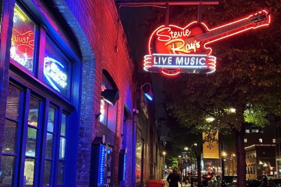 Outside at Stevie Ray's Blues Bar in Louisville