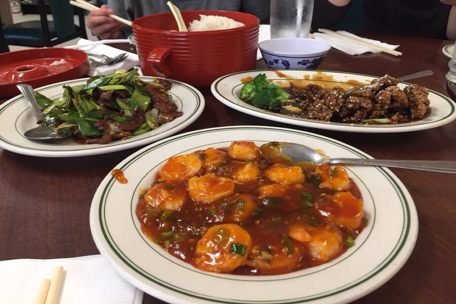 Sweet and Sour Shrimp and Broccoli Beef at First Emperor in Dallas tx