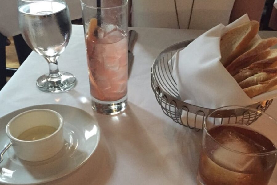 Cocktails and bread from Townsend in Philly