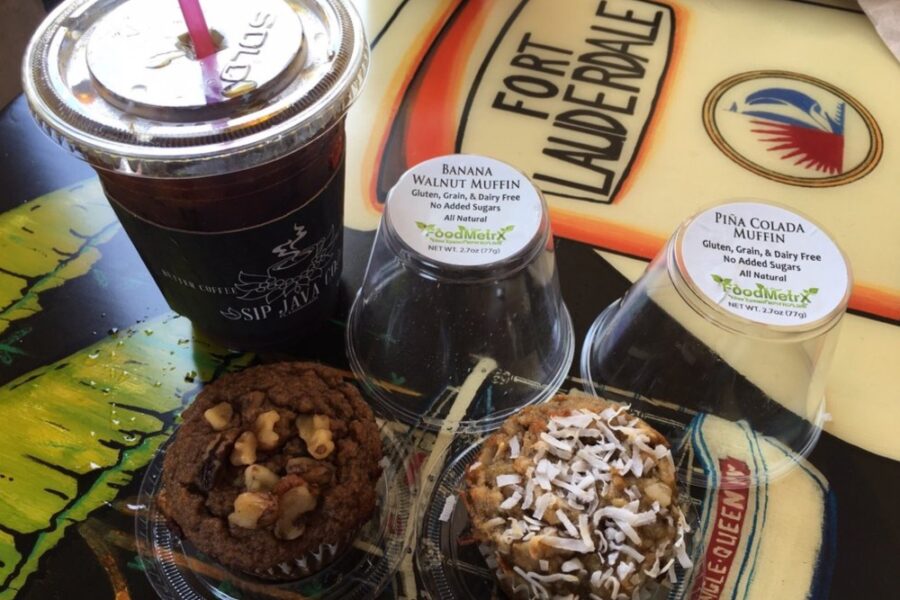 cold brewed coffee and muffins from Sip Java in Fort Lauderdale