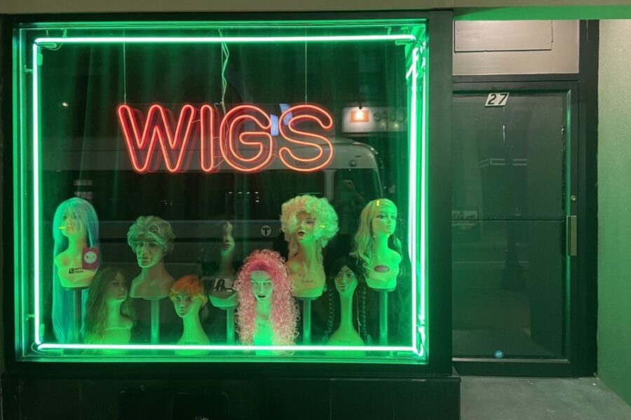 The Front of The Wig Shop in Boston