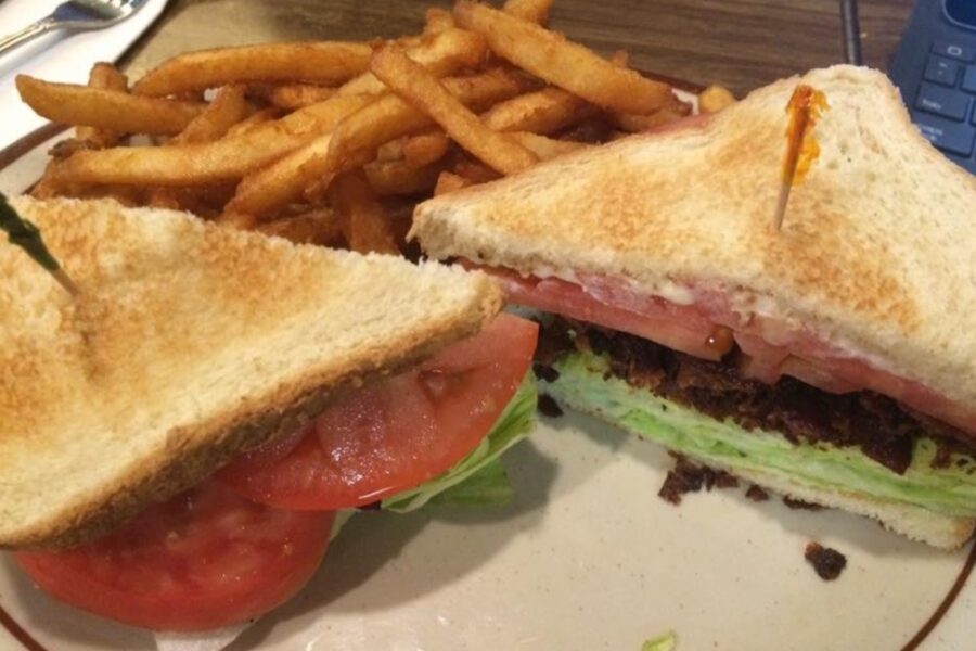 sandwich and fries from Eire Pub in Boston