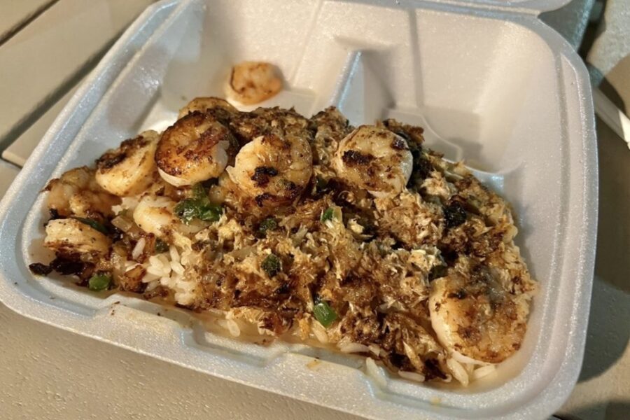 shrimp and crab rice from Hannibal's Kitchen in Charleston