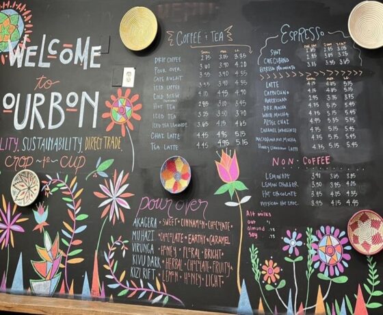 menu at bourbon coffee in Washington DC