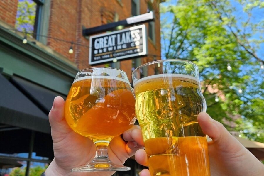 cheers photo in front of Great Lakes brewing in cleveland oh