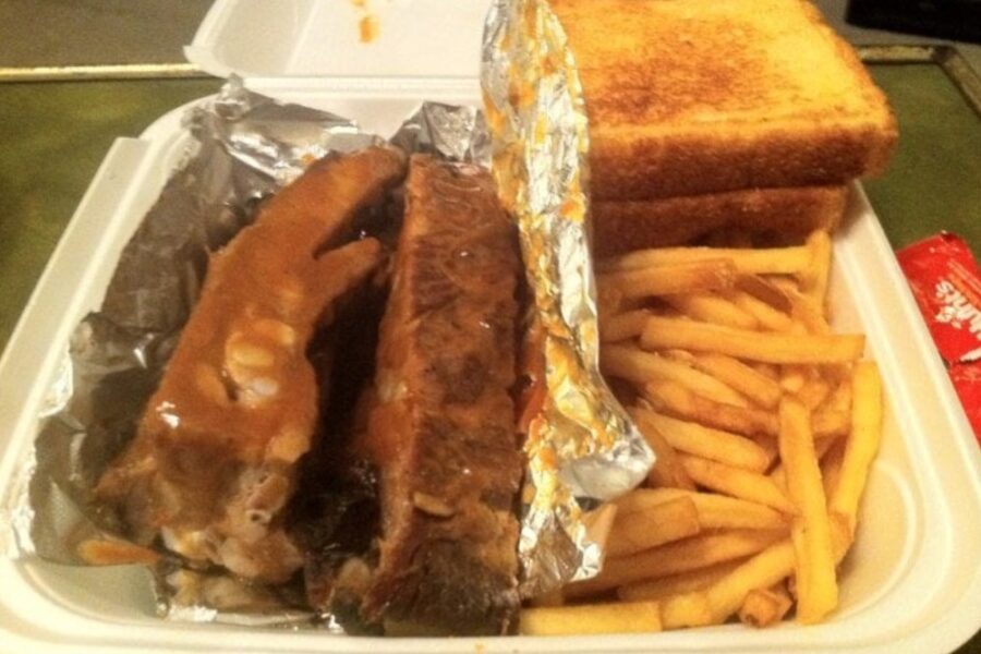 ribs and fries from Mabel’s BBQ in Cleveland