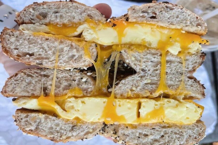 egg and cheese bagel from pavement coffee co in Boston ma