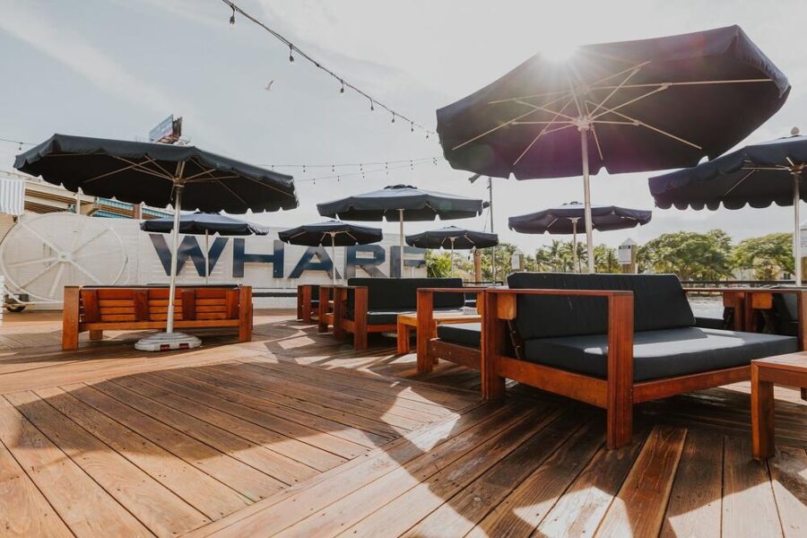 exterior patio at the wharf in Miami