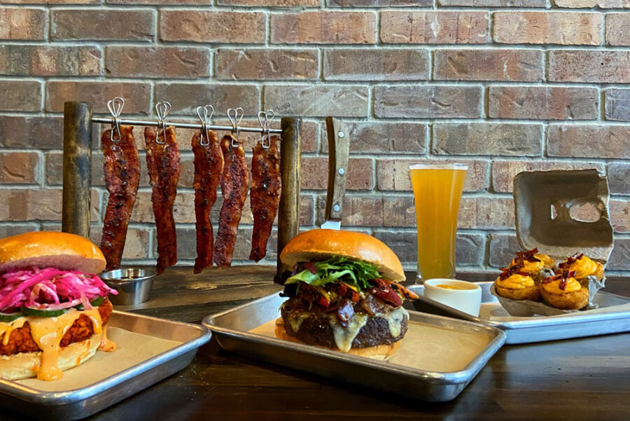 Candied Bacon, Burgers and Flash Fried Deviled Eggs at Sid's Garage in phoenix az