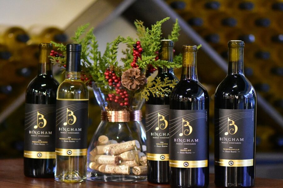 Estate grown and produced 100% Texas reserve wines at Bingham Family Vinyards in dallas