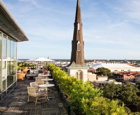 view from patio at citrus club in Charleston