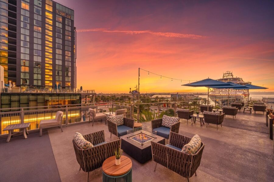 rooftop at harbor and sky in San Diego